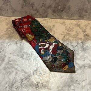 Vintage “Thinking of You” Christmas Holiday Napping Teddy Bear Santa Tie 58”